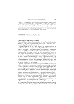 335 — HYBRIDITY Identity/alterity/hybridity — The word `identity