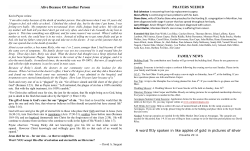 PRAYERS NEEDED FAMILY NEWS A word fitly spoken in like