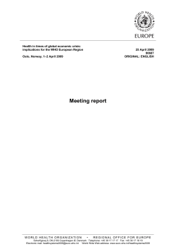 Health in times of global economic crisis - WHO/Europe