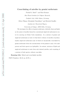 Cross-linking of micelles by gemini surfactants