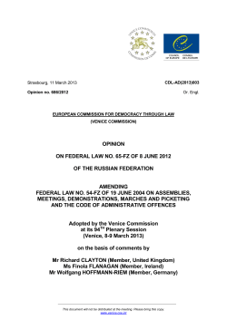 OPINION ON FEDERAL LAW NO. 65-FZ OF 8 JUNE 2012 OF THE