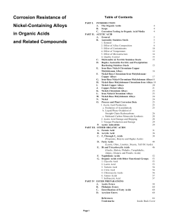 Corrosion Resistance of Nickel-Containing Alloys in Organic Acids