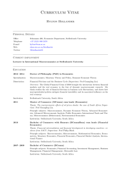 Curriculum Vitae - Department of Economics