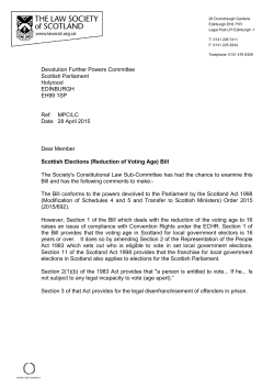 Dear Member Scottish Elections (Reduction of Voting Age) Bill The