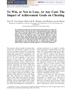 To Win, or Not to Lose, At Any Cost: The Impact of Achievement