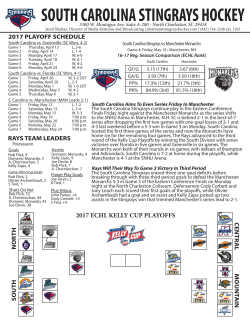 Game Notes - South Carolina Stingrays