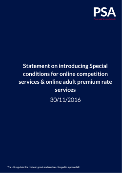 Statement on introducing Special conditions for online competition