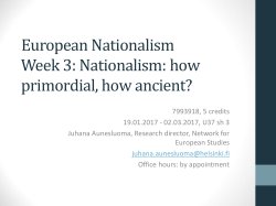 European Nationalism week 3