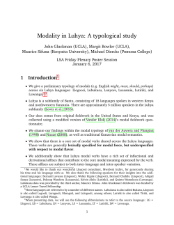 Modality in Luhya: A typological study