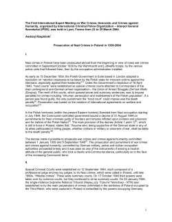 Prosecution of Nazi Crimes in Poland in 1939-2004