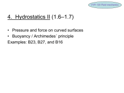 4. Hydrostatics II (1.6&ndash;1.7)