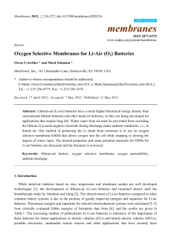 Oxygen Selective Membranes for Li