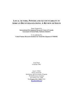 Local Actors, Powers and Accountability in African Decentralizations
