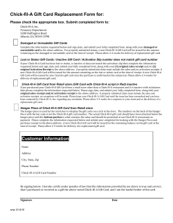 Chick-fil-A Gift Card Replacement Form for