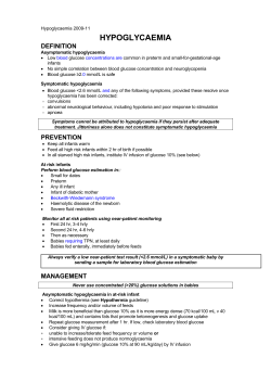 hypoglycaemia - NHS Networks