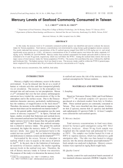 Mercury Levels of Seafood Commonly Consumed in Taiwan