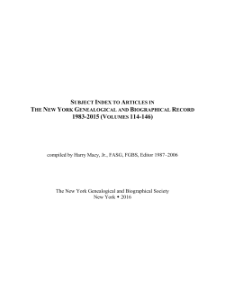 Part I: Compiled Genealogies and Family Records, Indexed by