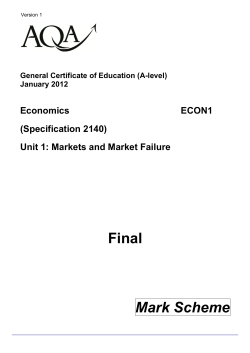 A Level Economics Mark Scheme Unit 1 JAN 2012