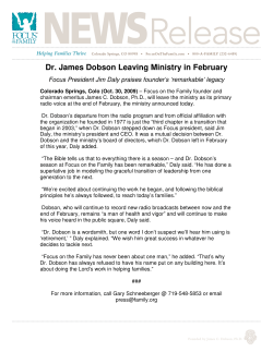 Dr. James Dobson Leaving Ministry in February