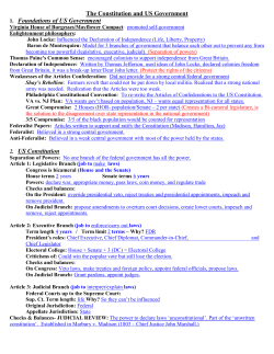 The Constitution and US Government 1. Foundations of US