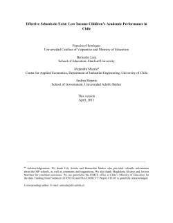 Effective Schools for Low Income Children: a Study of Chile`s
