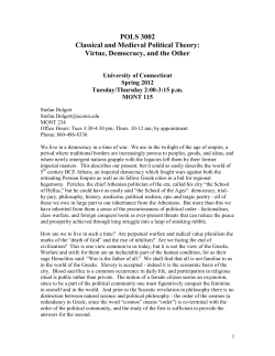 POLS 3002 Classical and Medieval Political Theory