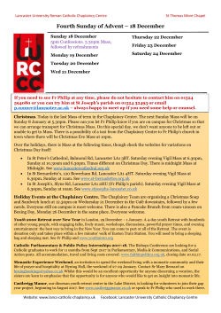 Fourth Sunday of Advent &ndash; 18 December