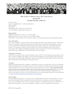 HIS 134.017: US History Survey, 1877 to the Present Spring 2015