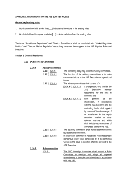 APPROVED AMENDMENTS TO THE JSE EQUITIES RULES