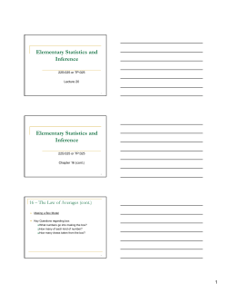 Elementary Statistics and Inference Elementary Statistics and