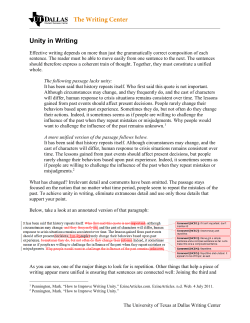 Unity in Writing - The University of Texas at Dallas