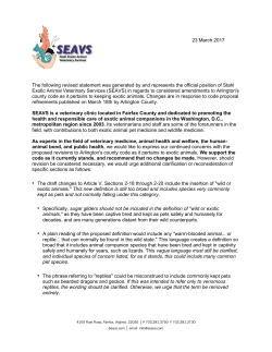SEAVS Response to Arlington County Exotic Animal Ban