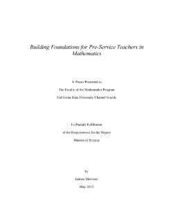 Building Foundations f o r Pre-Service Teachers in Mathematics A