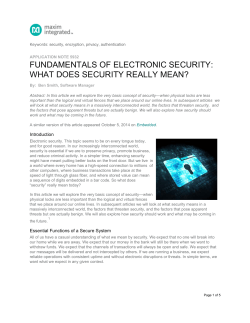 Fundamentals of Electronic Security: What Does
