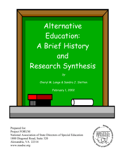 Alternative Education: A Brief History and Research Synthesis