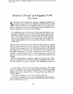 Erinna`s Distaff and Sappho Fr.94