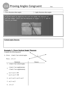 2.6 Proving Angles Congruent Date: