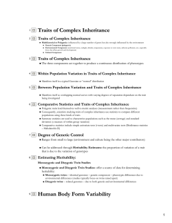 Traits of Complex Inheritance Human Body Form Variability
