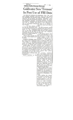 Goldwater Sees `Treason` In Post Use of FBI Data