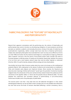 Fabric Philosophy: The “Texture” of Theatricality and