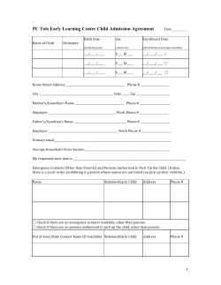 PC Tots Early Learning Center Child Admission Agreement