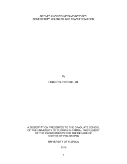 GROVES IN OVID `S METAMORPHOSES: DOMESTICITY