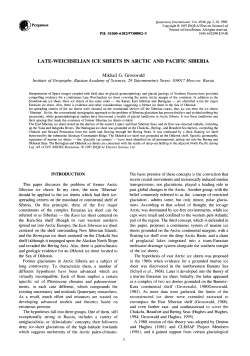 LATE-WEICHSELIAN ICE SHEETS IN ARCTIC AND PACIFIC SIBERIA