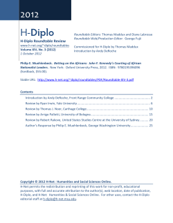 H-Diplo Roundtables, Vol. XIV, No. 3 (2012)