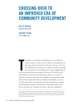 CroSSing over to an imProved era oF Community develoPment