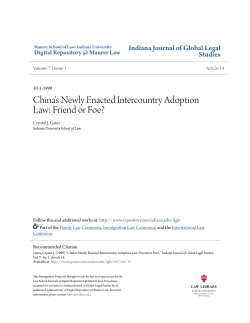 China`s Newly Enacted Intercountry Adoption Law: Friend or Foe?