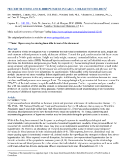 Perceived stress and blood pressure in early