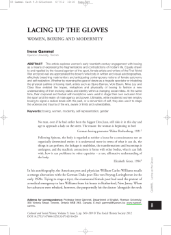 Lacing Up the Gloves: Women, Boxing and Modernity.