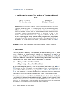 A multistratal account of the projective Tagalog evidential `daw`
