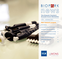 New research projects - Biopark Charleroi Brussels South